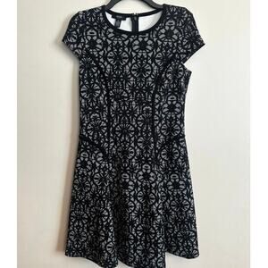 Alfani Petite 8P Black Lace Dress Fit Flare Cocktail Work Office Elegant